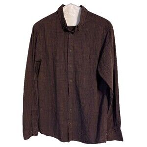 ROWM MEN SHIRT BUTTON-UP 100% COTTON DARK CHERRY Large Tall Seersucker